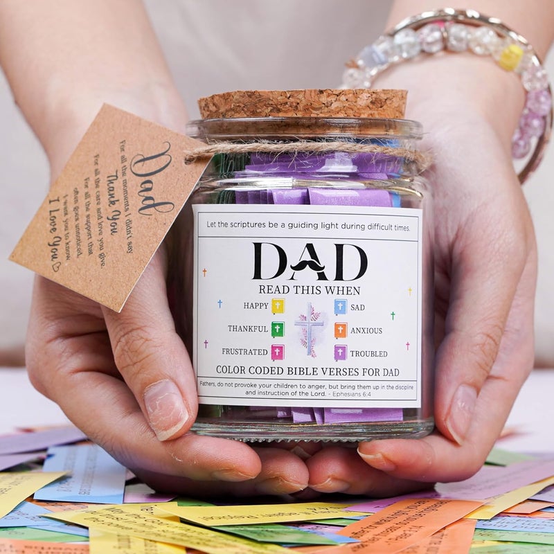 SOLMAYCO Bible Verse Jar for Dad – 92 Scriptures for Encouragement & Strength | Christian Easter Gift for Father | Spiritual Keepsake Jar with Daily Affirmations | Faith-Based Birthday or Easter Gift for Men - Image 4